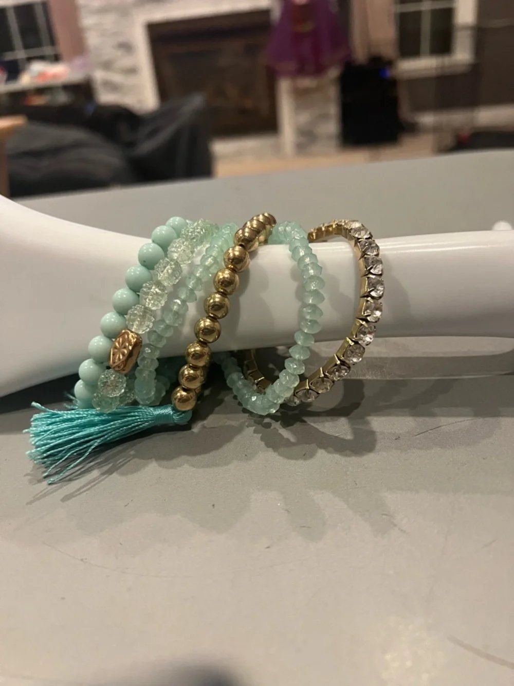 Beaded Bracelet Set – Stackable Multi-Layered Boho Bangles Beads & Tassel